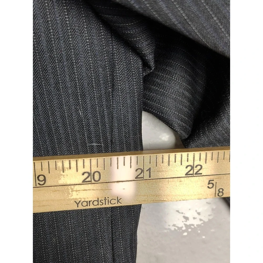 Chaps Blazer Suit Jacket Mens 44L‎ Gray Pinstripe Wool Blend Two Button Long
